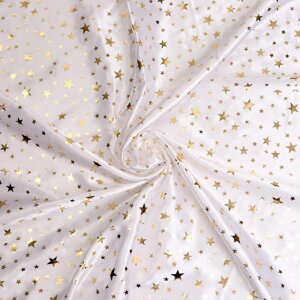 Лоскут Атлас, белый с золотыми звёздами, 100 150 см