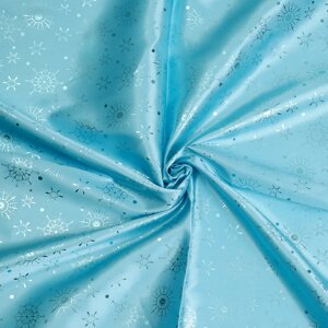 Лоскут Атлас, голубой с голубыми звёздами, 100 150 см