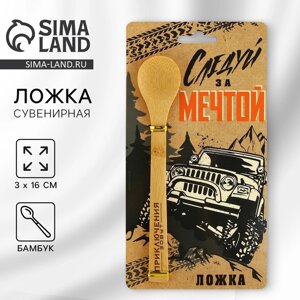 Ложка бамбуковая «Следуй за мечтой», 3 х 16 см.