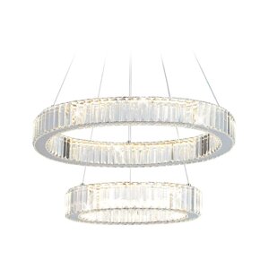 Люстра светодиодная подвесная с хрусталём Ambrella light, Traditional, TR5001, LED, 92 Вт, 6900Lum, 3000-6400К, цвет хром