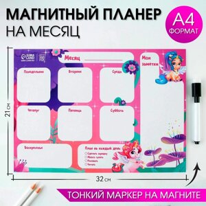 Магнитный планер А4 и стирающийся маркер «Единорог»