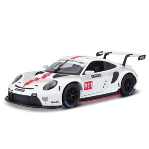 Машинка гоночная Bburago Porsche 911 Rsr, Die-Cast, 1:24, цвет белый, открывающиеся двери