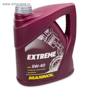 Масло моторное Mannol Extreme 5W-40, SN/CF, синтетическое, канистра, 4 л, АКЦИЯ 3+1 л)