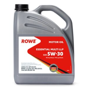 Масло моторное Rowe 5/30 Essential Multi LLP C3, SM/CF BMW Longlife-04, синтетическое, 4 л
