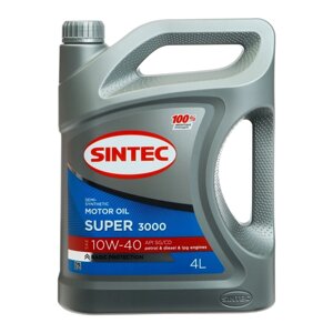 Масло моторное Sintec Super 3000 10W-40, SG/CD, п/синтетическое, 4 л 600240