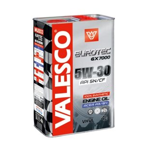 Масло синтетическое valesco eurotec GX 7000 5W-30 API SN/CF, 4 л