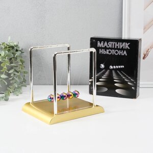 Маятник настольный антистресс «Шары Ньютона. Колыбель техно», пластик, золотой, бензиновый шаров, 181517.5 см