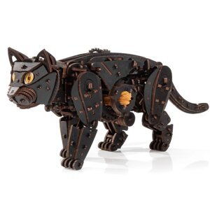 Механическая сборная модель, деревянный конструктор «Черный Кот (Кошка)