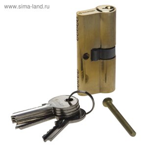 Механизм цилиндровый "ЗУБР" МАСТЕР 5-PIN, 70 мм, тип "ключ-ключ", цвет латунь