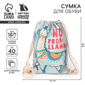 Мешок для обуви «1 сентября: NO PROB-LLAMA» кож. зам голография, 30 х 40 см