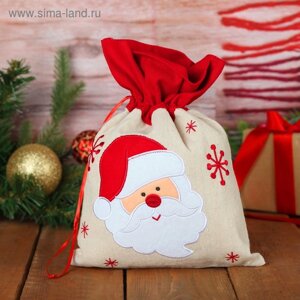 Мешок для подарков «Дед Мороз и снежинки», на завязках, 29 22 см