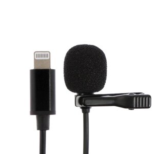 Микрофон на прищепке G-103, 20-15000 Гц,34 дБ, 2.2 кОм, Lightning, 1.5 м, черный