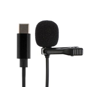 Микрофон на прищепке G-104, 20-15000 Гц,34 дБ, 2.2 кОм, Type-C, 1.5 м, черный