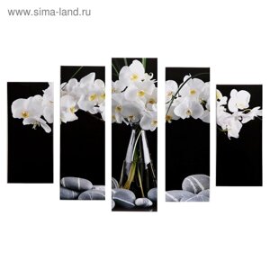 Модульная картина "Белые орхидеи"2-23х52; 2-24х70; 1-24х80) 120х80см