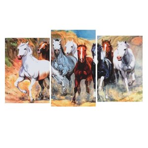 Модульная картина на подрамнике "Табун лошадей"2-31х44; 1-31х51) 93х51 см