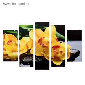 Модульная картина "Жёлтые орхидеи"2-23х52; 2-24х70; 1-24х80) 120х80см