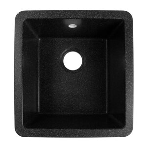 Мойка для кухни из камня ZEIN 27/Q4, 463 х 433 мм, прямоугольная, перелив, цвет черный