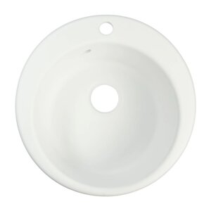 Мойка для кухни из камня ZEIN 50/Q1, d=467 мм, круглая, перелив, цвет белый лед