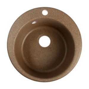 Мойка для кухни из камня ZEIN 50/Q9, d=467 мм, круглая, перелив, цвет терракот