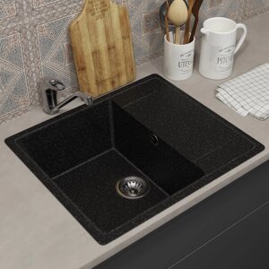 Мойка кухонная из камня Uperwood ECON UPD-201, 004, прямоугольная, цвет 004 черная матовая 1030246