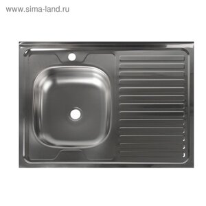 Мойка кухонная "Владикс", накладная, без сифона, 80х60 см, левая, нержавеющая сталь 0.4 мм