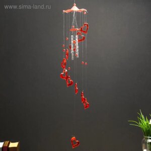 Музыка ветра пластик "Сердце" 4 трубочки 11 фигурок 50 см