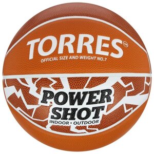 Мяч баскетбольный TORRES Power Shot, B32087, резина, клееный, 8 панелей, р. 7