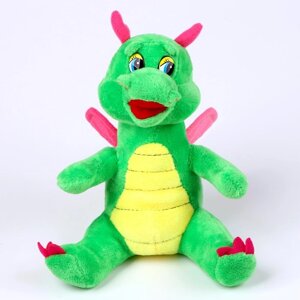Мягкая игрушка «Дракон», с розовыми крыльями, 18 см, цвет зелёный