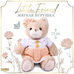 Мягкая игрушка Little Friend, кошечка в персиковом платье, 23 см