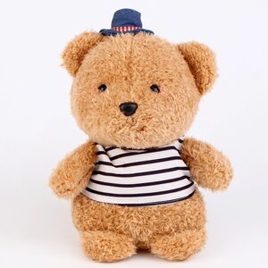Мягкая игрушка "Медвежонок" в шляпке, 22 см, цвет бежевый