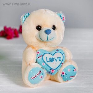 Мягкая игрушка «Мишка с сердцем», цвет голубой