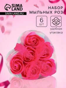 Мыльные розочки, фуксия, набор 6 шт.