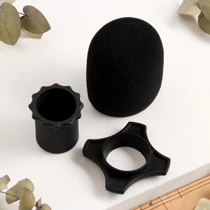 Набор аксессуаров для микрофона Music Life: ветрозащита, кольца, черный, d- 3 см