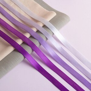 Набор атласных лент, 5 шт, размер 1 ленты: 10 мм 23 1 м, цвет фиолетовый спектр