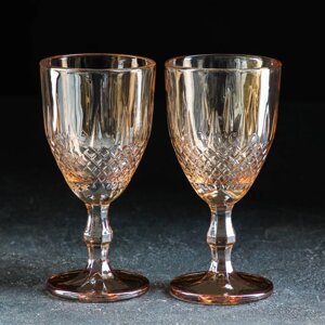 Набор бокалов стеклянных Доляна «Одри», 210 мл, 2 шт, цвет золотой