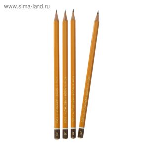 Набор чернографитных карандашей 4 штуки Koh-I-Noor, профессиональных 1500 B2, заточенные (749478)