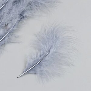 Набор декоративных перьев "Рукоделие", 20 шт (светло-серый цвет), длина пера 13-16 см