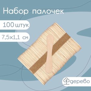 Набор деревянных палочек для мороженого Доляна, 7,51,1-1,5 см, 100 шт