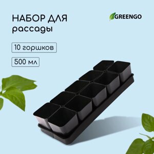 Набор для рассады: стаканы по 500 мл (10 шт. поддон 40 19,5 см, МИКС, Greengo