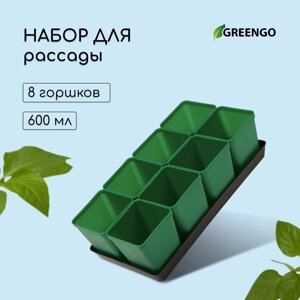 Набор для рассады: стаканы по 600 мл (8 шт. поддон 36 18 см, цвет МИКС, Greengo