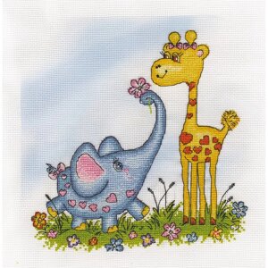 Набор для вышивания «Жираф и слоник» 21,5 21,5 см