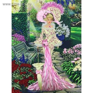Набор для вышивки лентами «Дама с корзиной цветов»