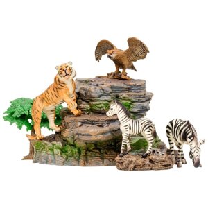 Набор фигурок «Мир диких животных», 4 фигурки, 3 аксессуара