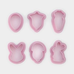 Набор форм для печенья Доляна «Пасхальный», 6 предметов, 872 см, цвет розовый