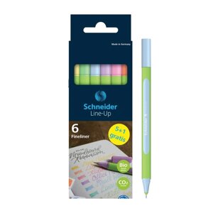 Набор капиллярных ручек 6 цветов, Schneider "Line-Up Pastel"узел 0,4 мм, пластиковый пенал-подставка, европодвес