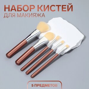 Набор кистей для макияжа, 5 предметов, цвет розовый