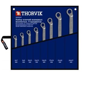 Набор ключей ORWS008 Thorvik 52019, накидных, 75°в сумке, 6-27 мм, 8 предметов