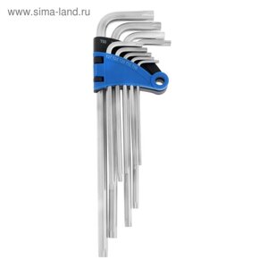 Набор ключей ТУНДРА, TORX Tamper, экстрадлинные, CrV, TT10 - TT50, 9 шт.