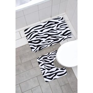 Набор ковриков для ванной и туалета Доляна «Зебра», 2 шт: 4045, 5080 см