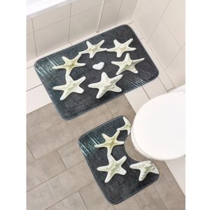 Набор ковриков для ванной и туалета Доляна «Звёзды», 2 шт: 4050, 5080 см